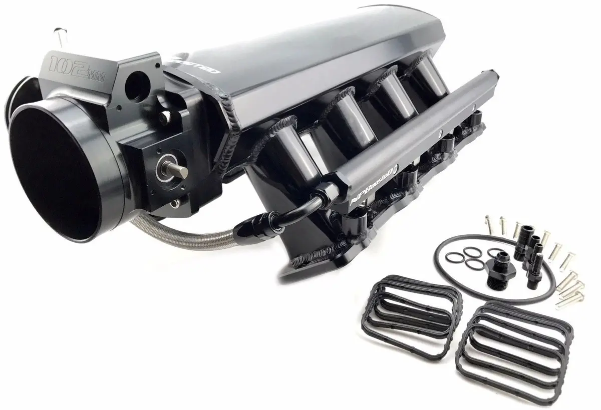 102Mm Black Throttle Body Aluminum Tall Intake Manifold For Ls3 L92 L99 Lsa 6.2L 1