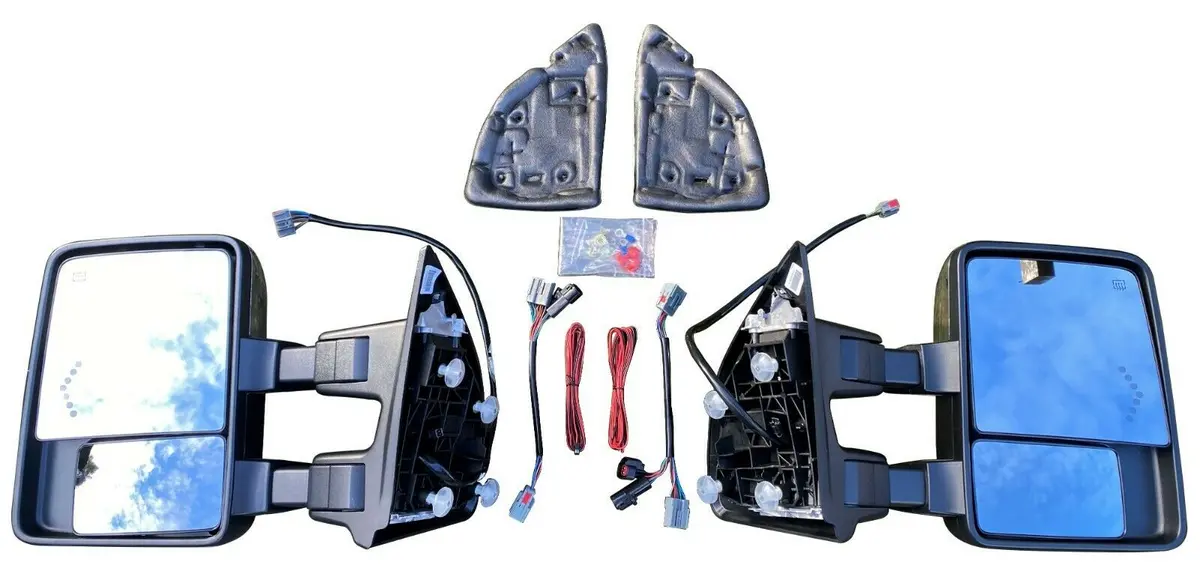 Power Heated Puddle Light Led Signal Tow Side Mirrors For 1999-16 F250 F350 F450 1