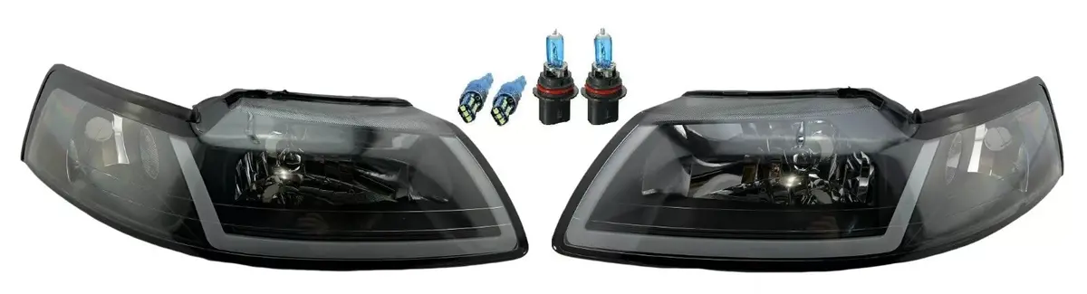 Black Housing W/ Clear Corners Led Headlights For 1999-2004 Mustang Gt Cobra Svt 1