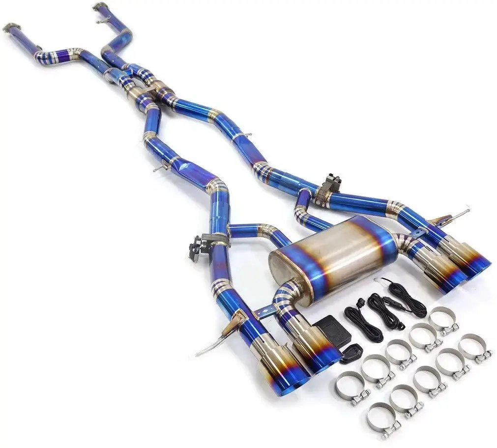 4 Inch Quad Burnt Tip Titanium Exhaust For 2019+ M3 M4 G80 G82 S58 3L Twin Turbo 1