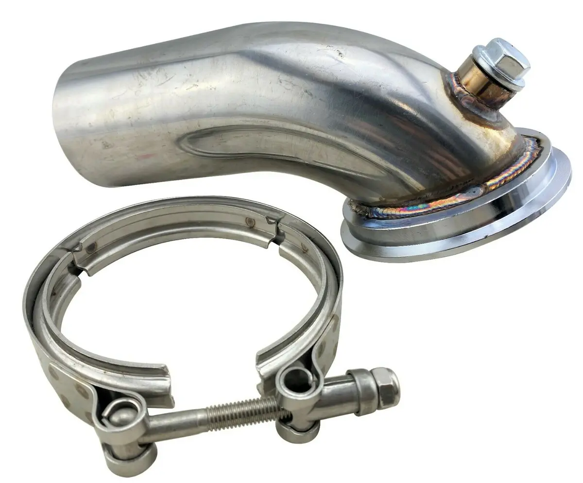 4.375" Exhaust Downpipe Turbo Outlet Elbow W/ O2 For Holset Hy35 He351 Hx Hy35w 1
