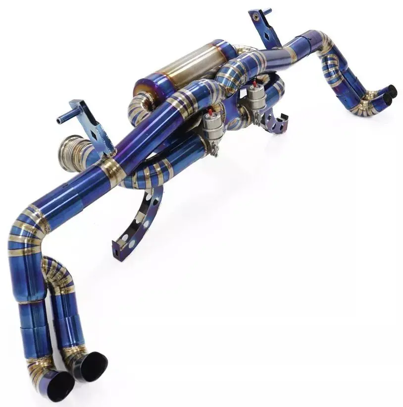 Blue Titanium Catback Exhuast System Fits 07-15 Audi R8 4.2L V8 X-Pipe Quad Tips 1