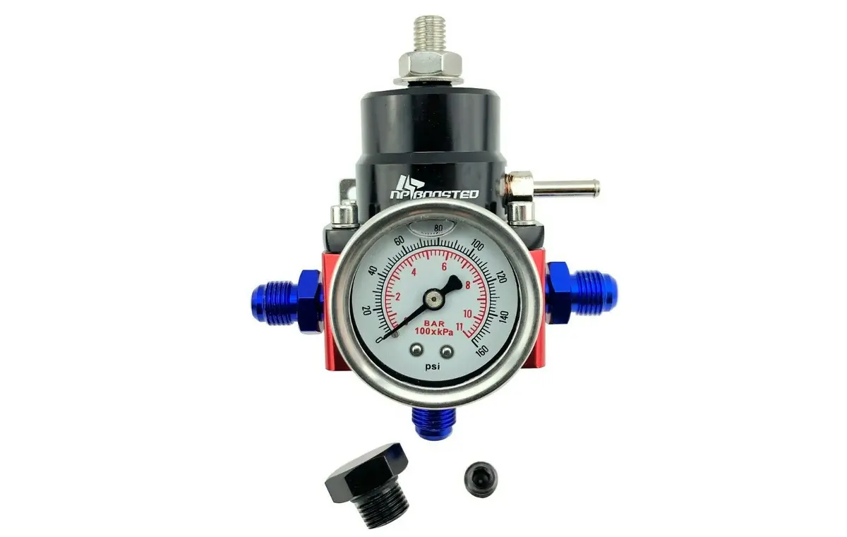 Universal Adjustable Fuel Pressure Regulator Fpr & 160Psi Guage + An 6 Fittings 1