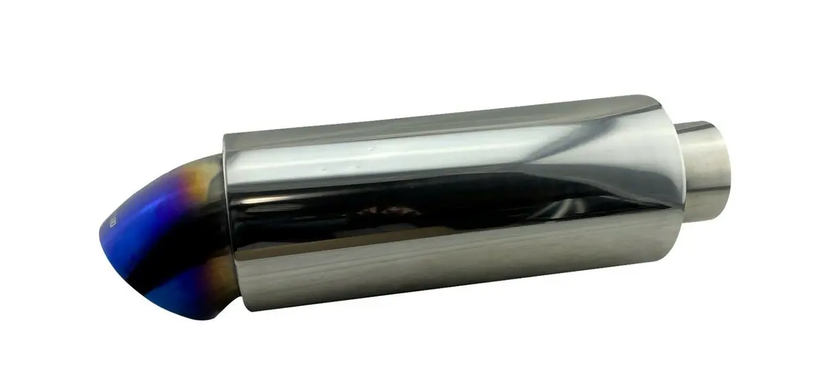 Jdm 4" Burnt 45° Angled Tip Stainless Weld On Exhaust Muffler 3" Inlet Universal 1