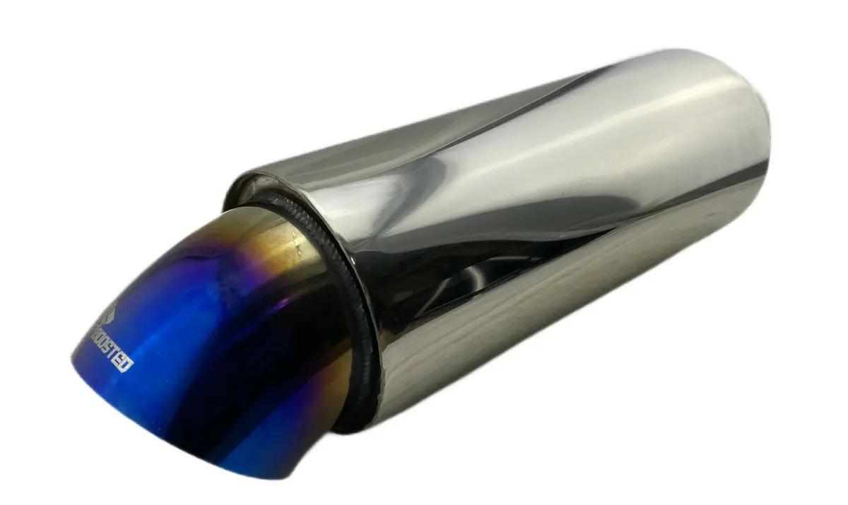 Jdm 4" Burnt 45° Angled Tip Stainless Weld On Exhaust Muffler 3" Inlet Universal 2