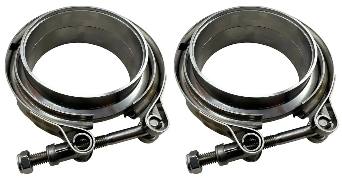 2 Pack V-Band Flanges 3.5 Inch Clamps Kit Male Female Turbo Outlet Exhaust Vband 1