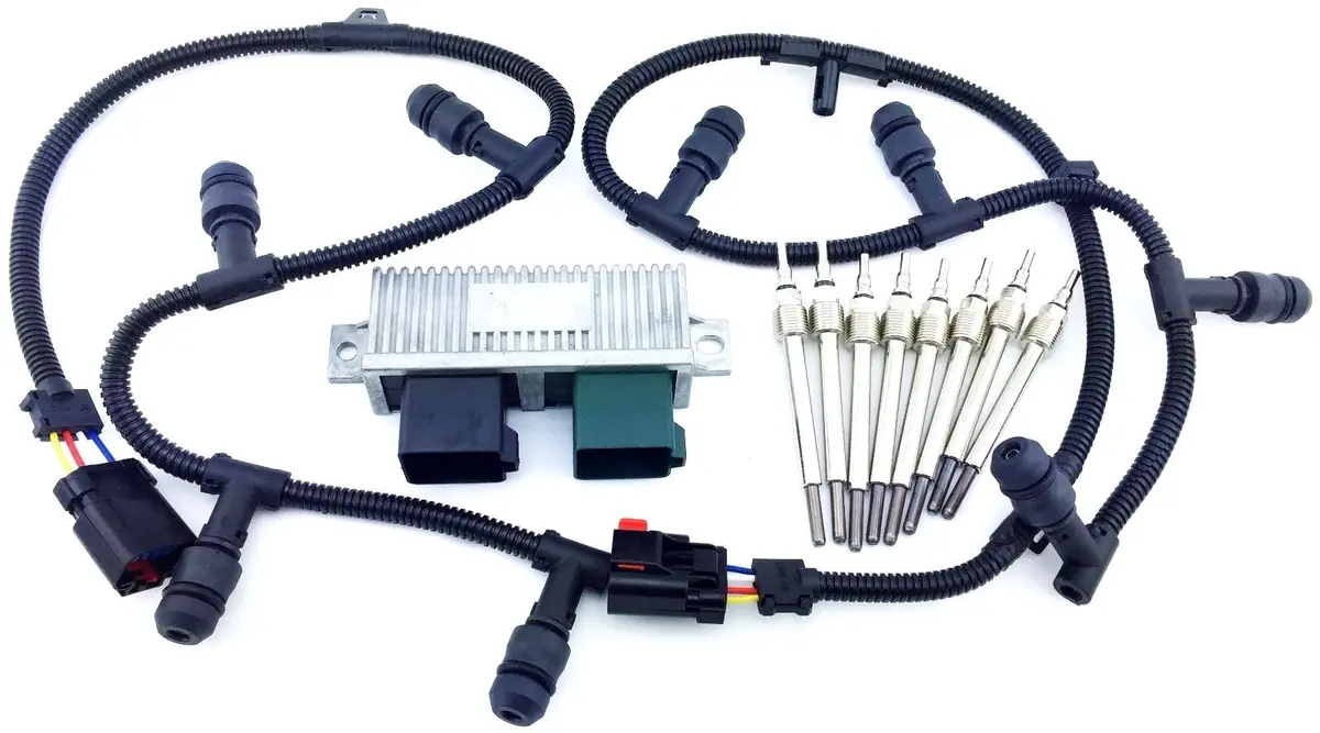04-10 F250 F350 F-450 E-350 Module Gpcm 6.0L Diesel Wire Harness Glow Plugs Set 1