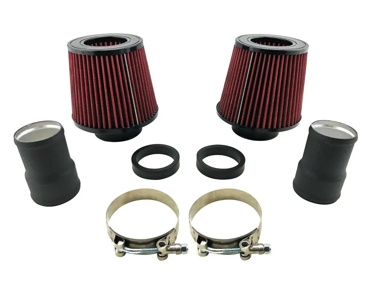 Twin Cold Air Intake Adapter Kit & Filters + T-Bolt Clamp For 135I 335I 535I N54 1