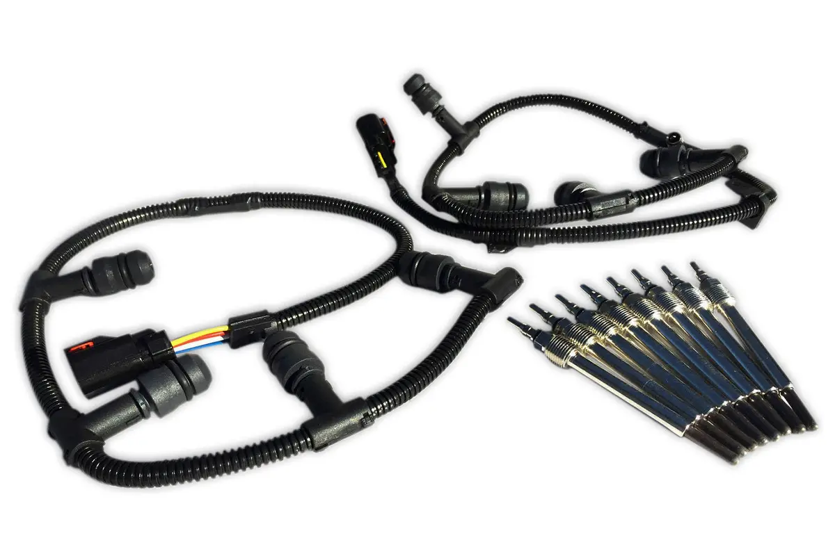 2004 2010 Ford F250 F350 F450 F550 E350 6.0L Diesel Wire Harness Glow Plugs Set 1