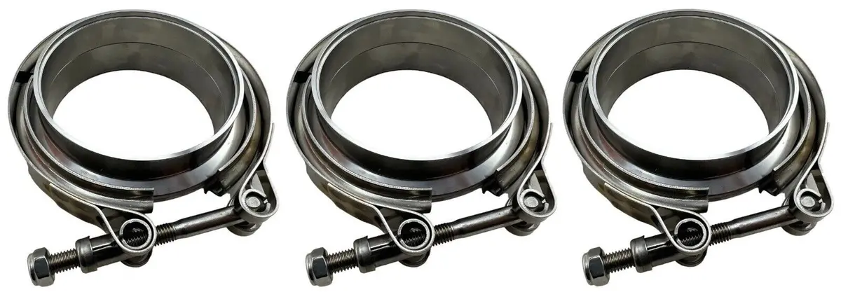 3 3.5" Inch Steel V Band Vband V-Band Clamp 6 Flanges Turbo Exhaust Outlet Pipe 1