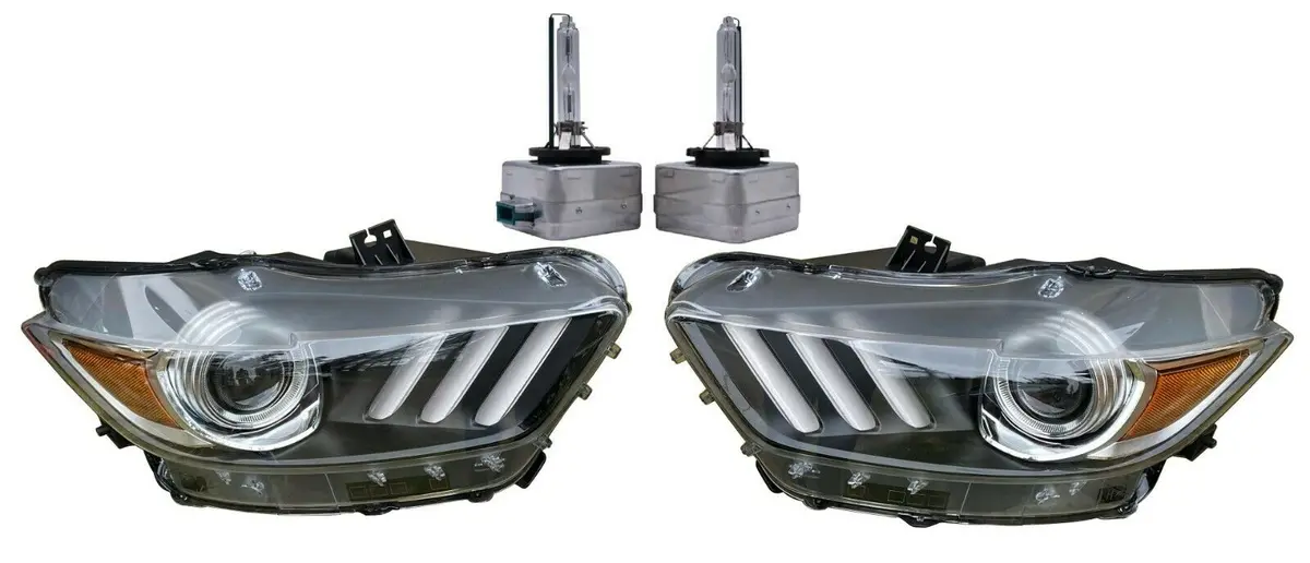 Lh + Rh Projector Hid Headlights Headlamp Set W/ Bulb For 2015-2017 Ford Mustang 1
