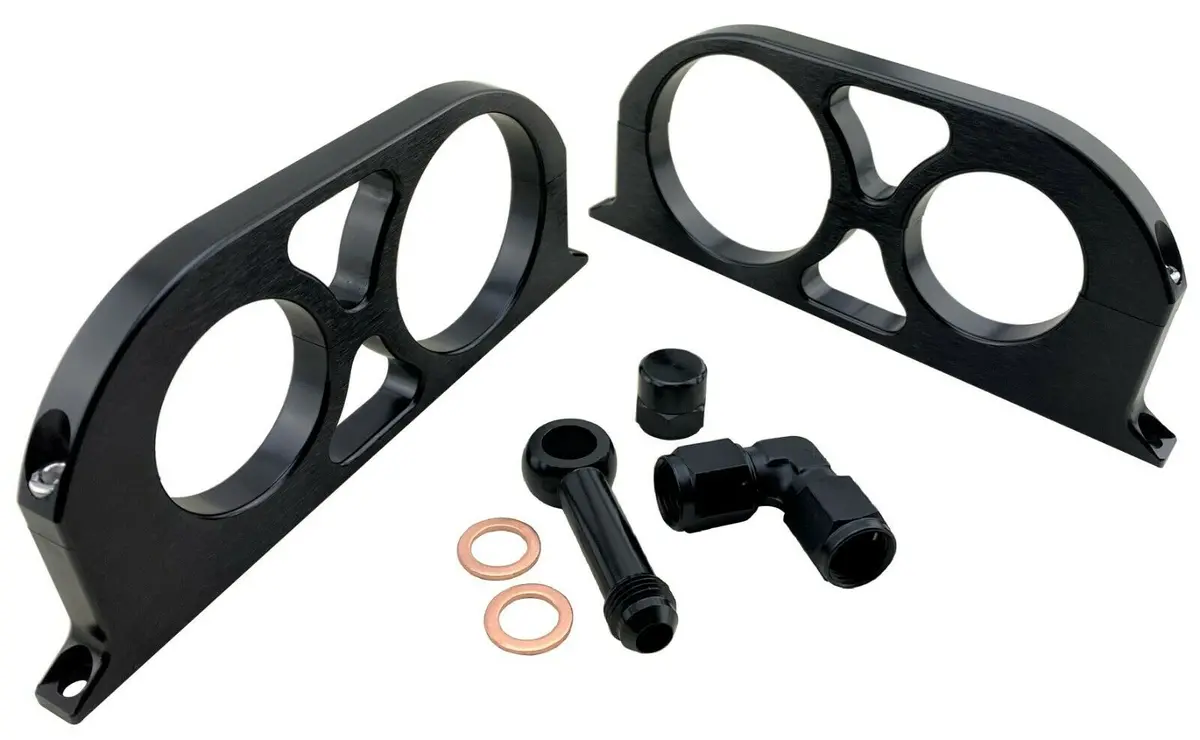 044 Double Billet Pump Filter Bracket 60Mm 44Mm An Fittings Cross Line Elbow Cap 1