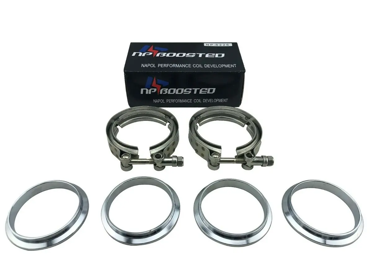 2 Pcs 3" V-Band Exhaust Flanges & Clamps Kit Male + Female To Turbo Outlet Vband 1