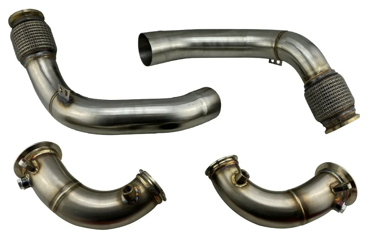 Twin 3" Catless Hi Flow Exhaust Downpipe For 2018+ M5 M8 F90 F91 F92 F93 S63 4.4 1