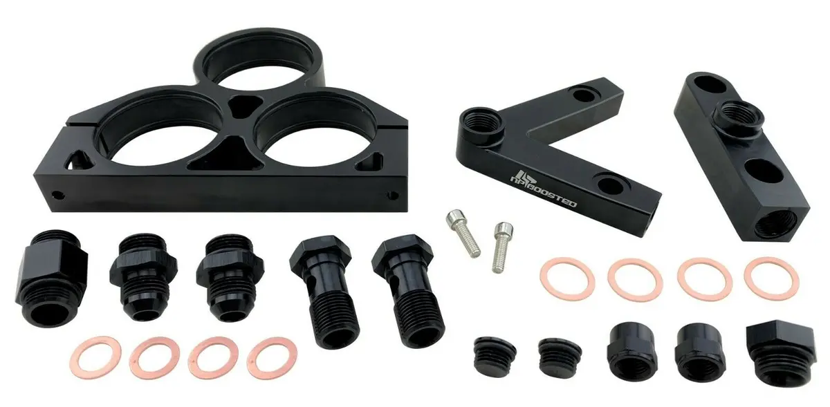 Billet Triple 044 60Mm Fuel Pumps Inlet / Outlet V Manifold Mounting Bracket Kit 1