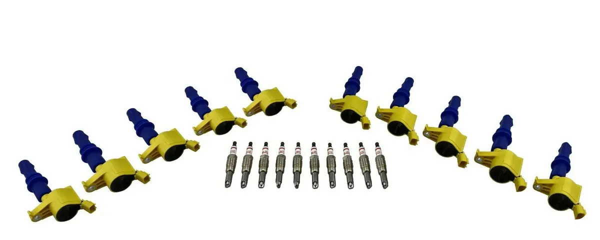 10 Pack Performance Coils & Spark Plugs For F-250 F-350 F-450 F-550 6.8L 6.8 V10 1