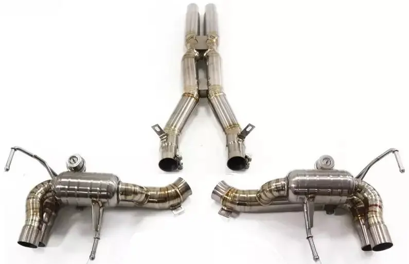 Titanium Exhaust System Quad Tip Valved Muffler For 08-14 California 4.3 V8 F136 1