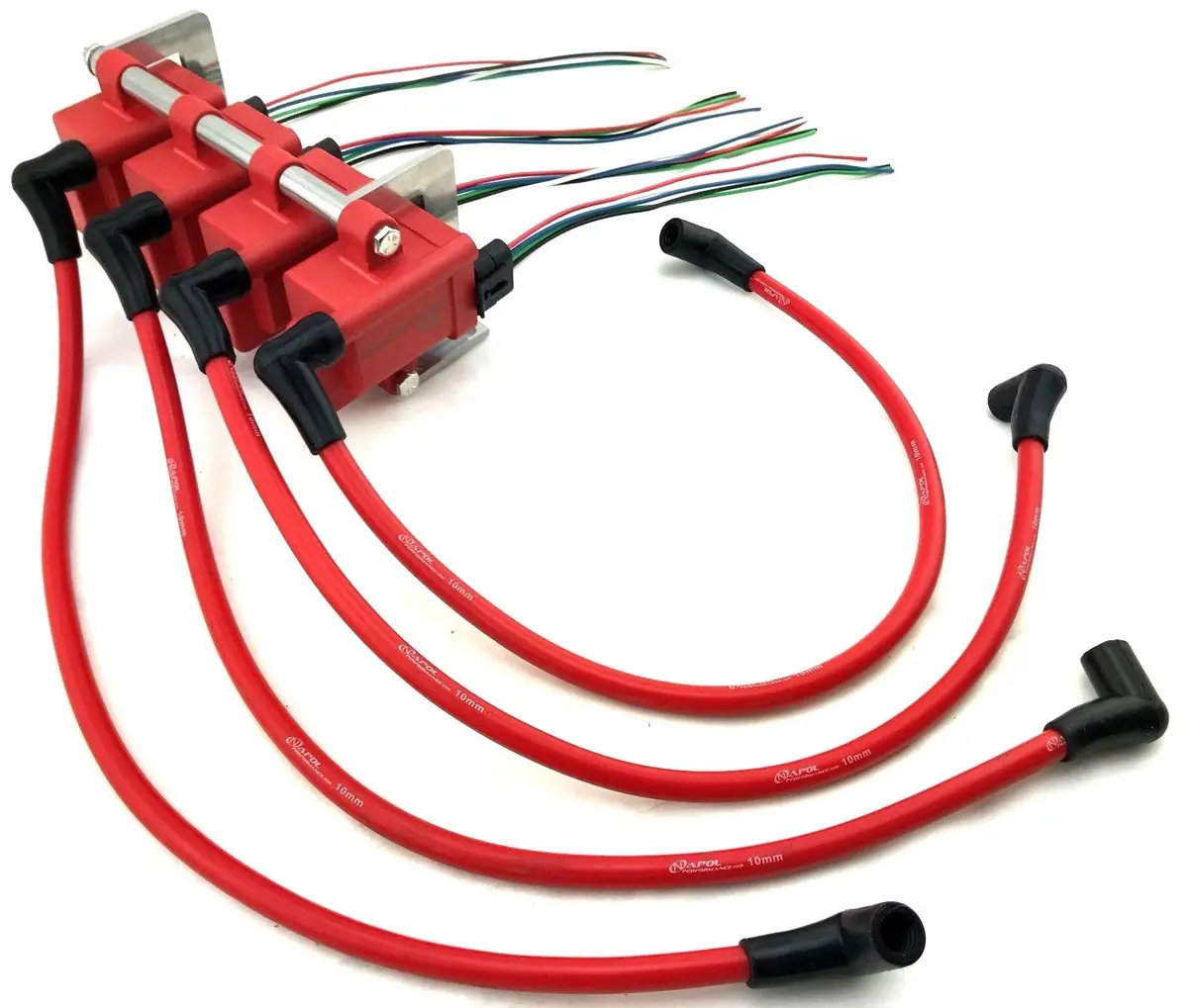 4 Hi Output Universal Coil Packs / Bracket Kit / Connector Clips & 10Mm Wires 1