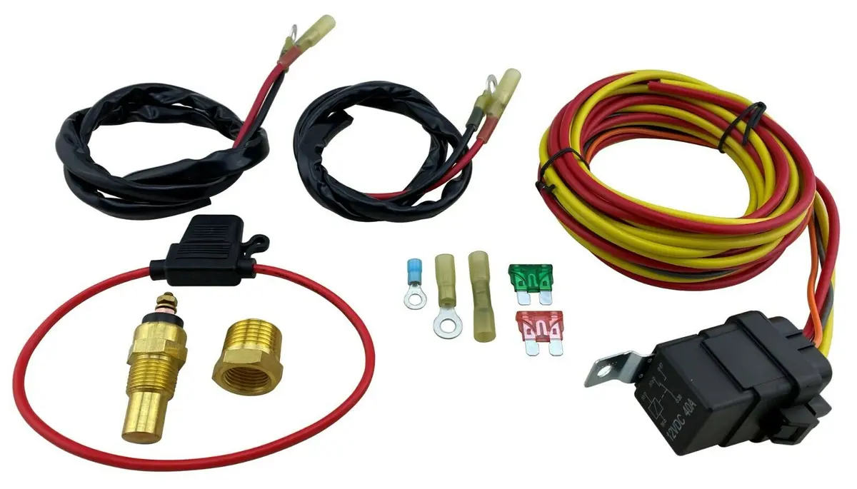 Electric Cooling Fan Wiring Thermostat Harness Relay Kit 185/165 Degree 40Amp 1