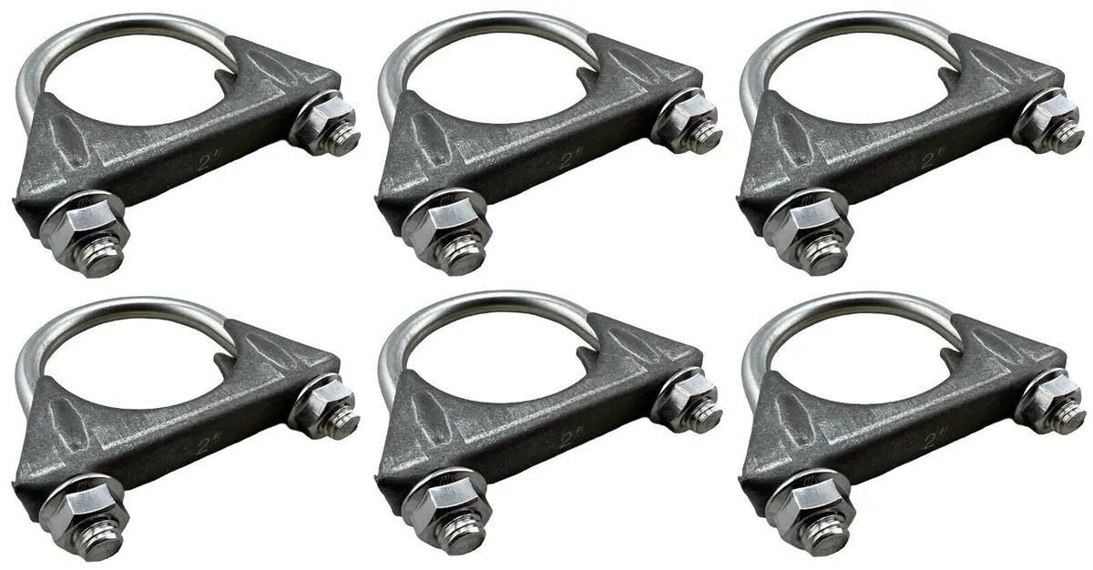 6 Pieces 2" Steel Universal Exhaust Muffler Tail Pipe U-Clamps 51Mm Holders Kit 1