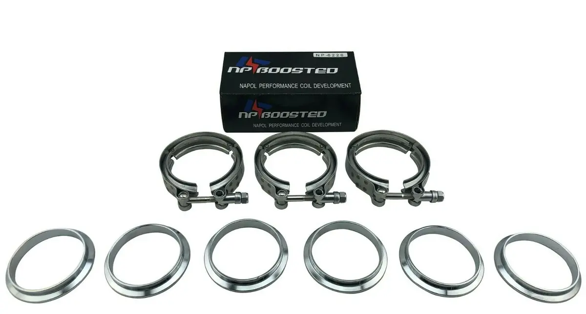 3 Pcs V-Band Flanges Clamps 2.5" Coupler For Turbo Exhaust Intercooler Downpipe 1