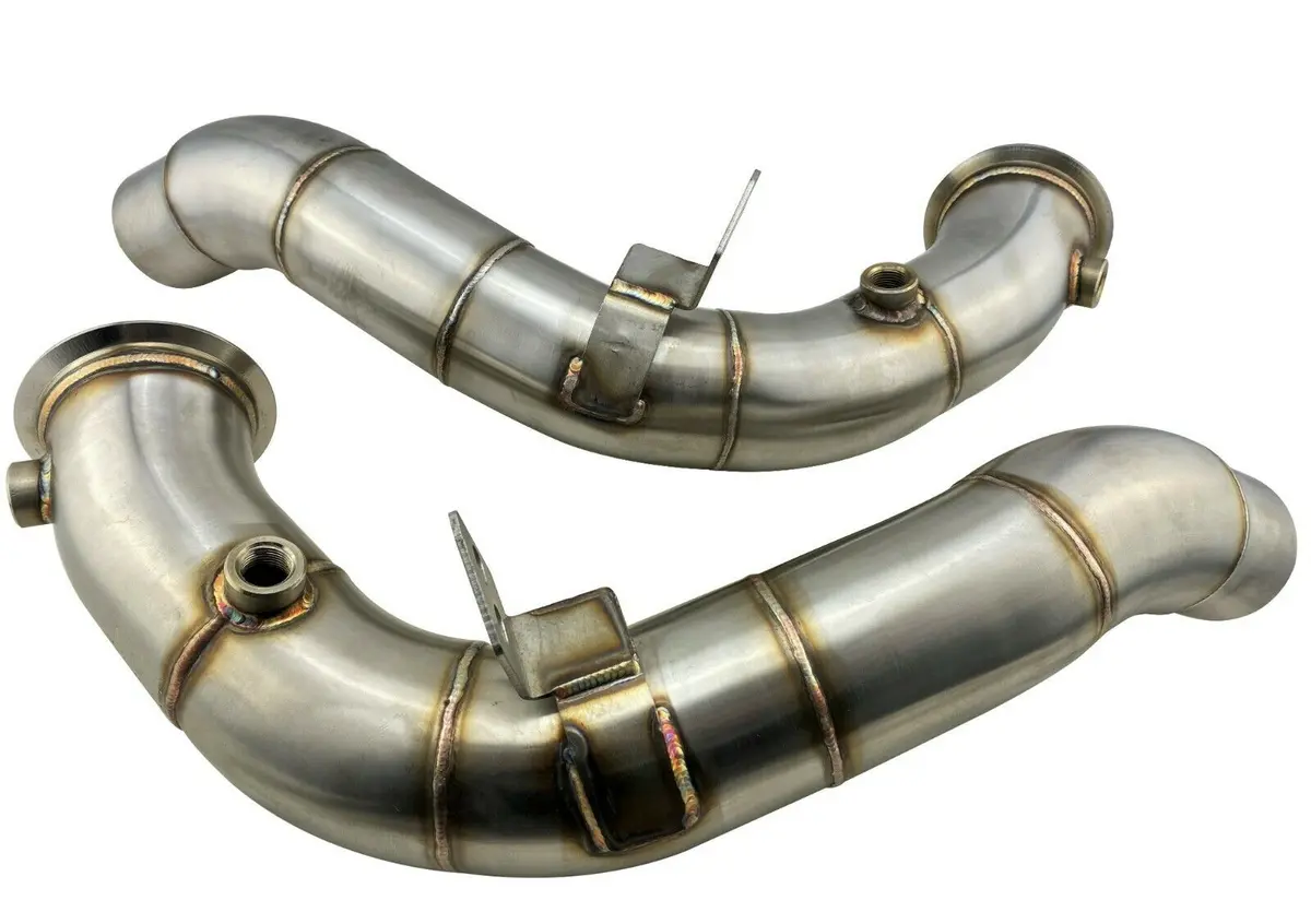 Turbo Outlet Exhaust Down Pipes For 11-18 S63 4.4L Twin Turbo M5 M6 F10 F12 F13 1