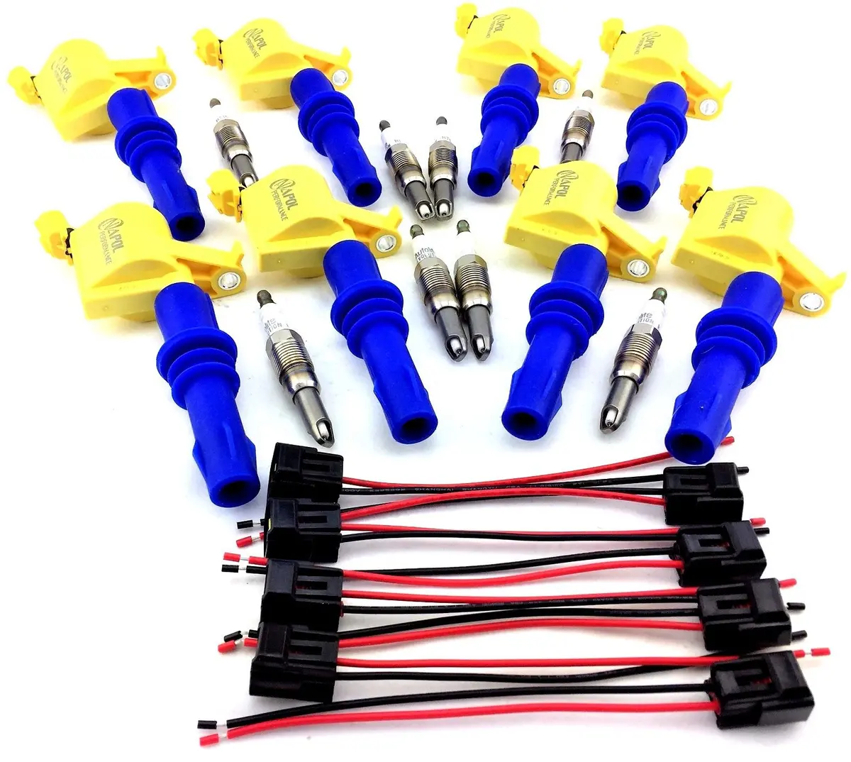 04-08 Ignition Coils Ford F-150 F150 & 8 Spark Plugs & Connector Clips Set 5.4L 1