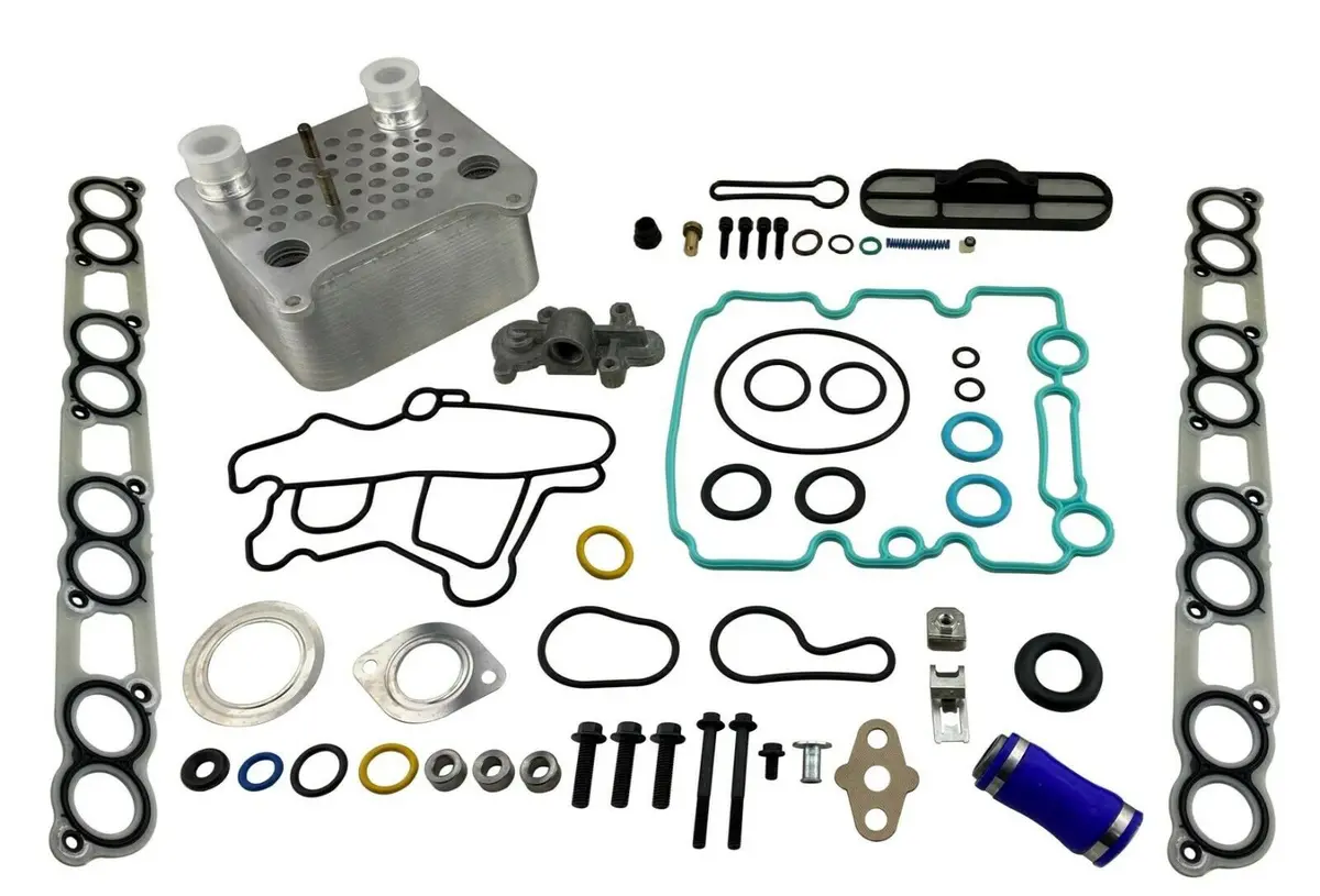 Hi Flow Oil Cooler + Intake Gaskets + Blue Spring Fpr For 6.0L V8 Turbo Diesel 1
