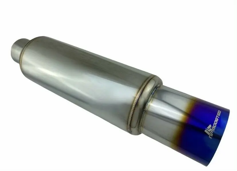 3 Inch Polished Stainless Universal Strait Through Burnt Tip Muffler Exhaust Kit 1