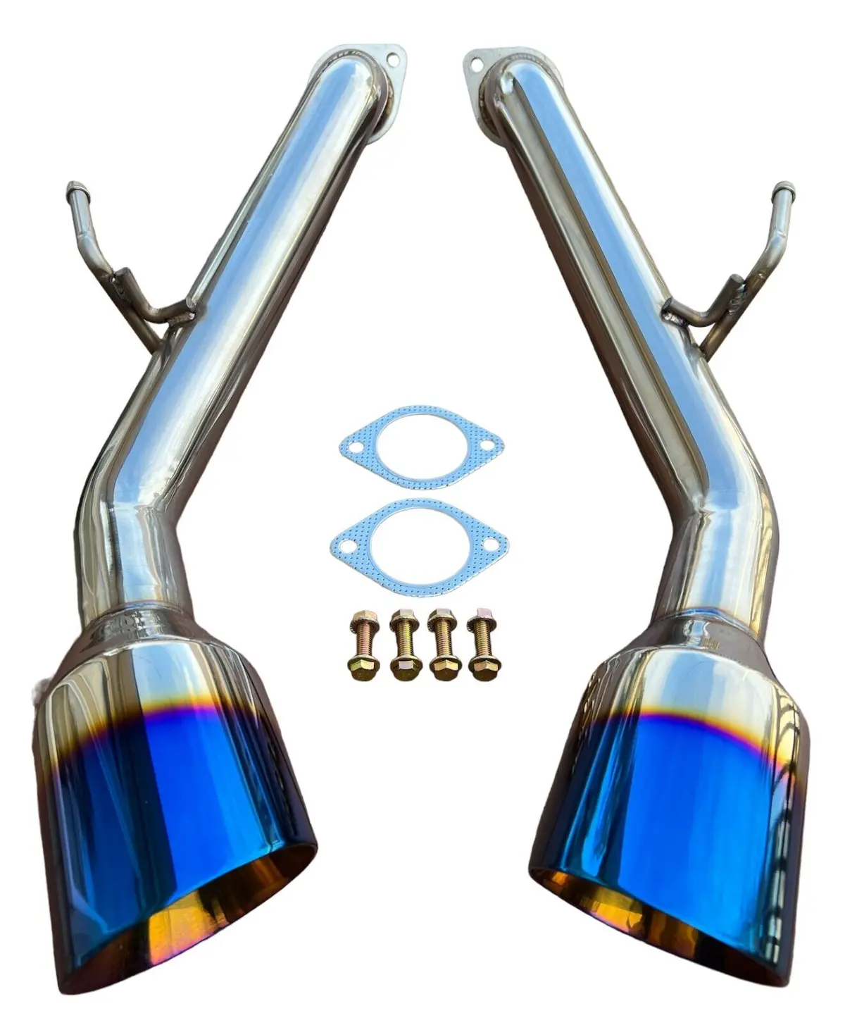 Twin Angle Cut Burnt Tip Stainless Axle Back Exhaust Pipe For Infiniti 2014+ Q50 1