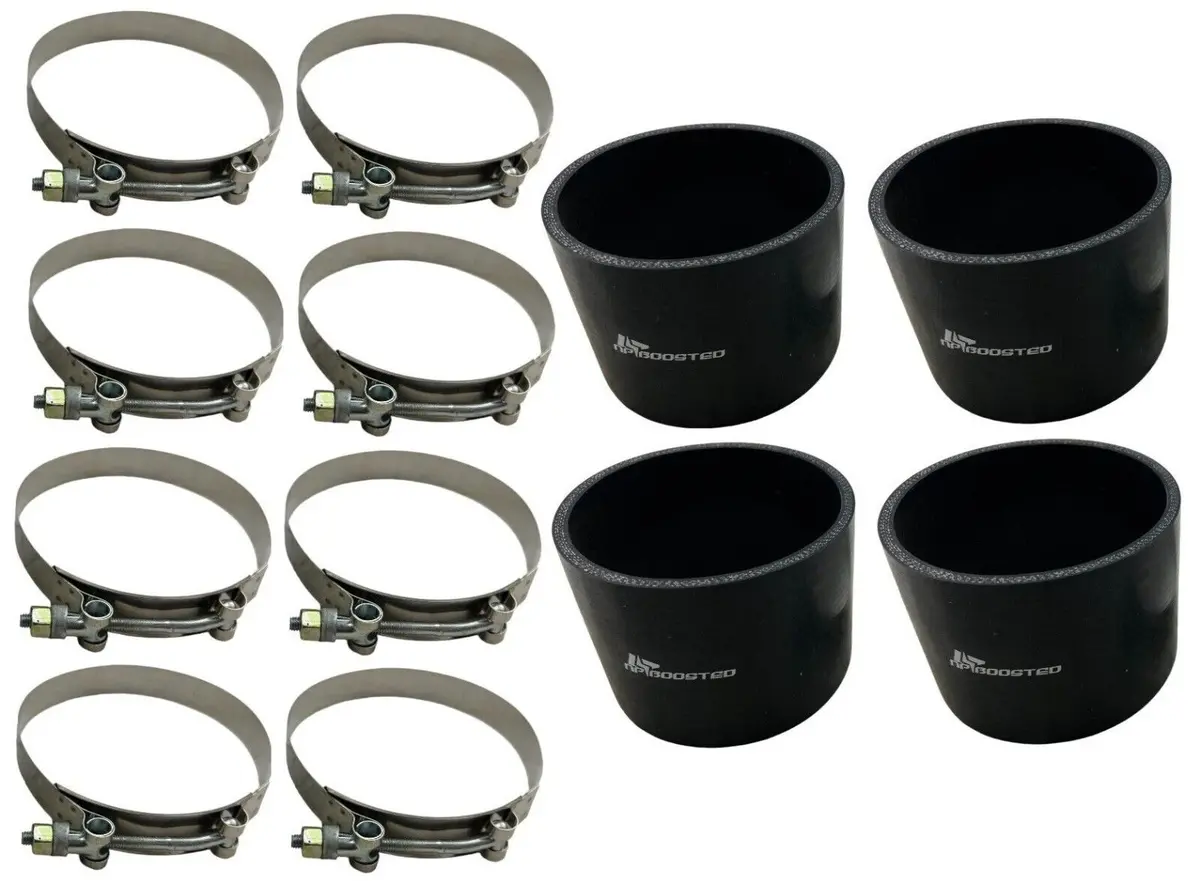 4" Intercooler Turbo Air Intake Piping Silicone Couplers Hose 102Mm Tbolt Clamp 1