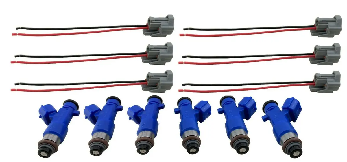 6 Fuel Injectors 550Cc + Wire Harness For 2009-2017 Nissan Gt-R Gtr R35 Vr38dett 1