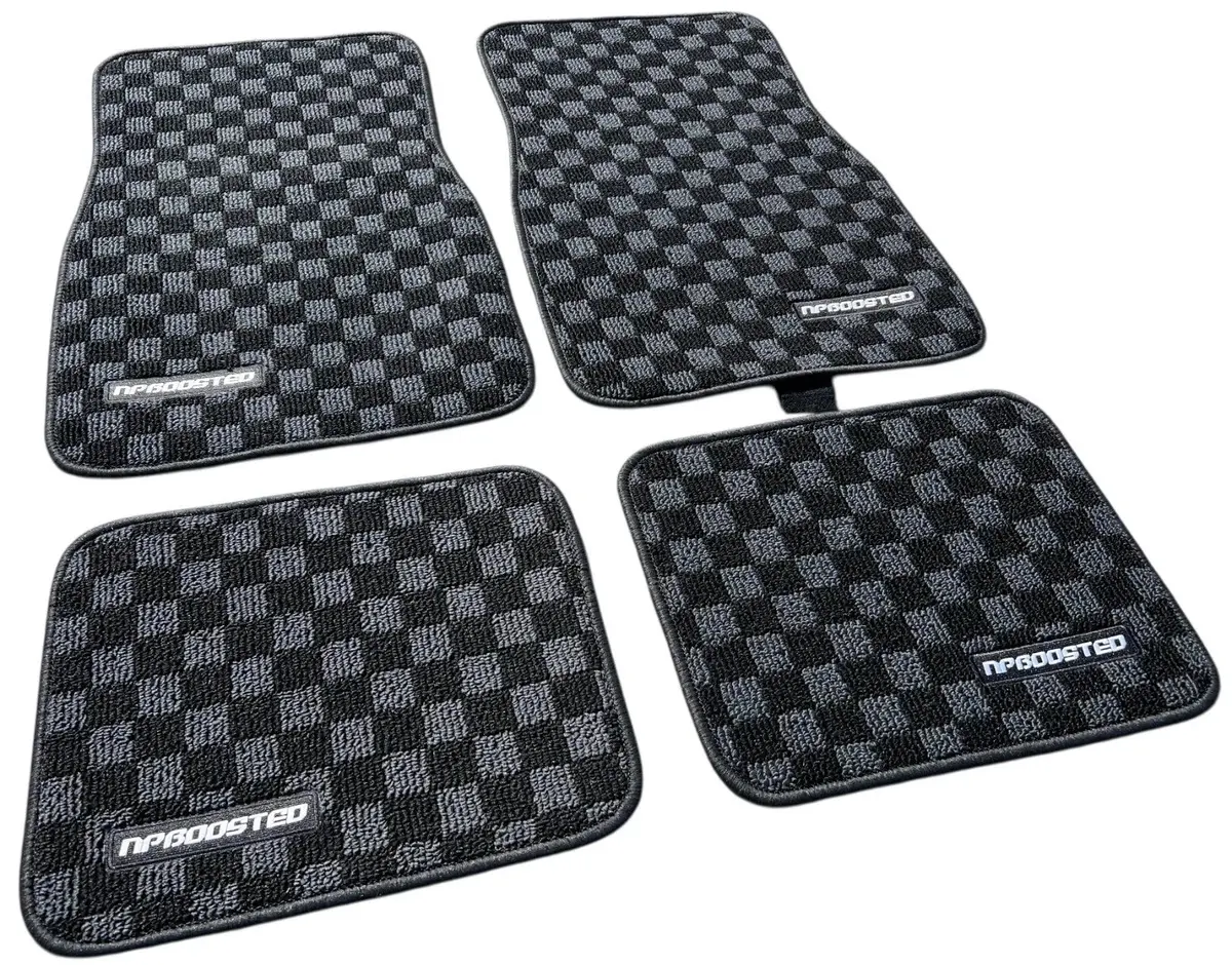4 Jdm Import Cars Japan Checkered Black Gray Floor Mat Interior Carpet Universal 1