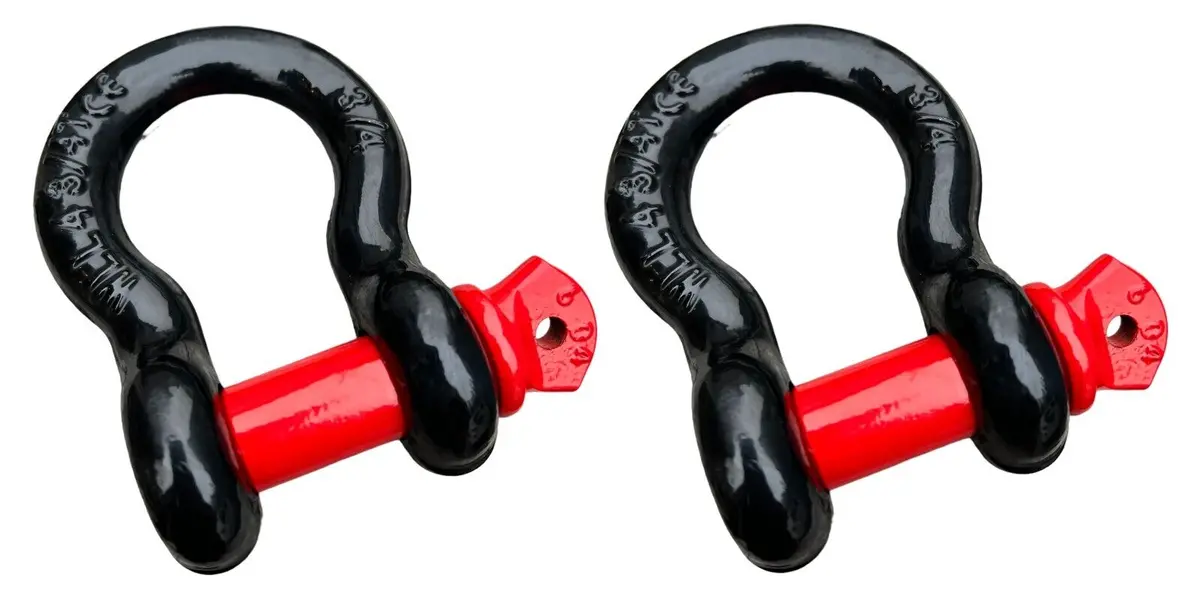 2 Pcs 3/4" Tow Hook 4.75 Ton D-Ring Bow Shackle Towing Recovery Atv Utv 4X4 Kit 1