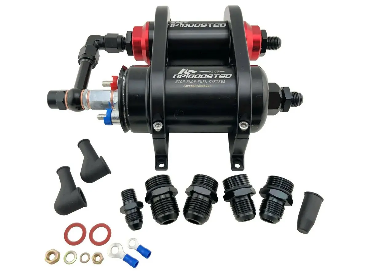 380Lph Inline Fuel Pump + Mounting Bracket 40 Micron Filter An6 An8 An10 Fitting 1
