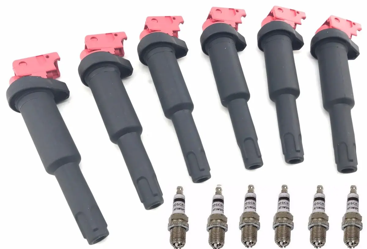 6 Performance Ignition Coils & Bosch Spark Plugs Set For Bmw 3 5 Series X3 X5 Z4 1