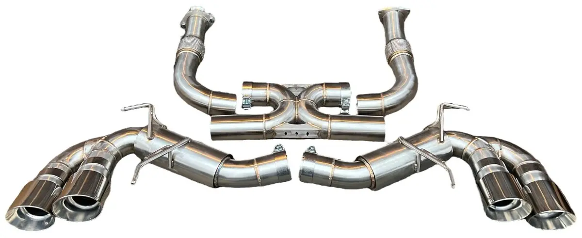 Dual 3" Quad Exhaust Polished 4" Angle Cut Tips For 20+ Corvette C8 Z51 Stingray 1