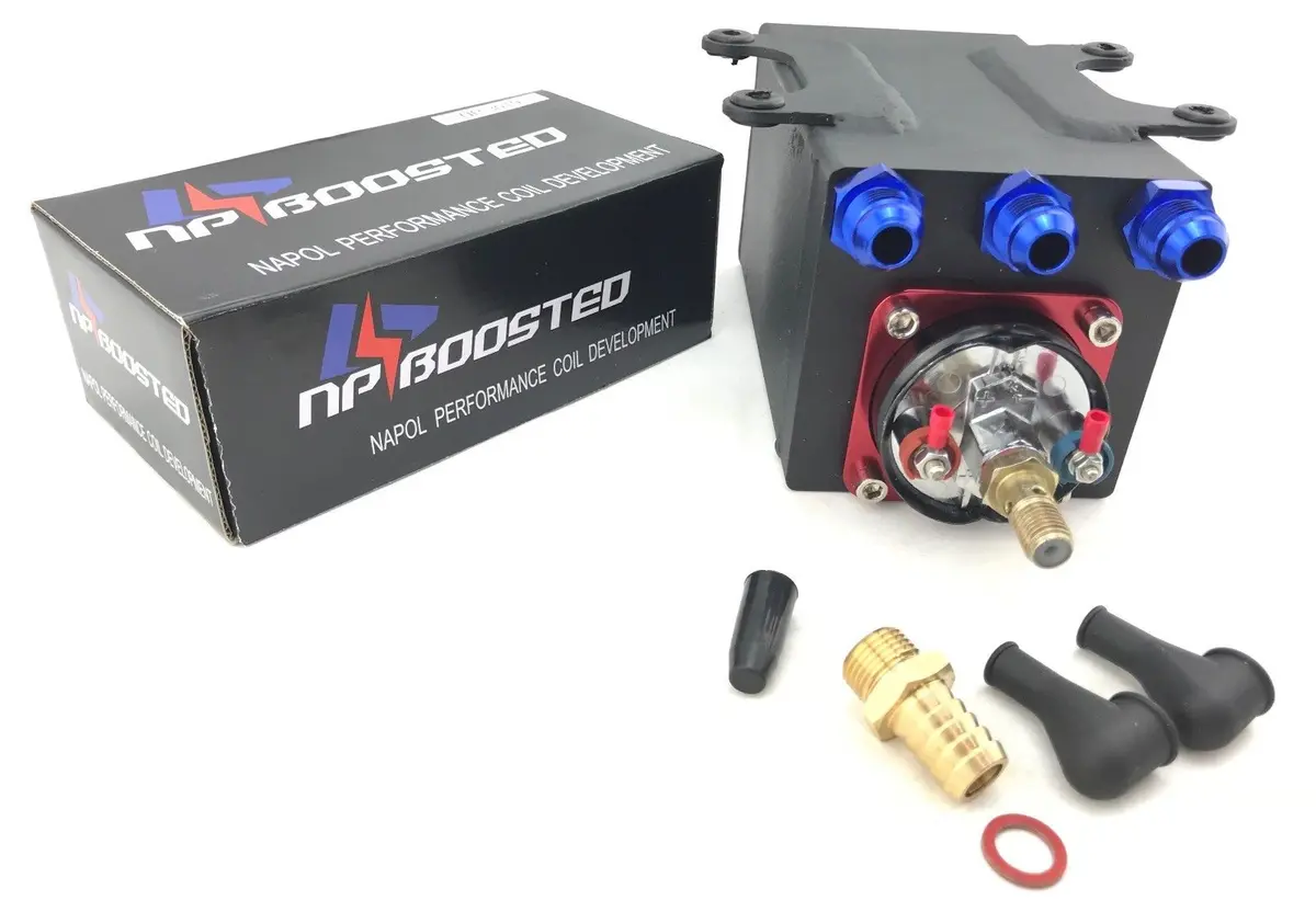 60Mm External Port W/ Hi Flow Fuel Pump & Tank Kit Billet Aluminium An8 Fittings 1