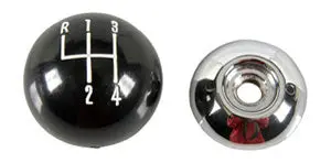 Shifter Knob, Black & Chrome, 4 Speed Pattern 3/8" 69 Camaro Fb 1