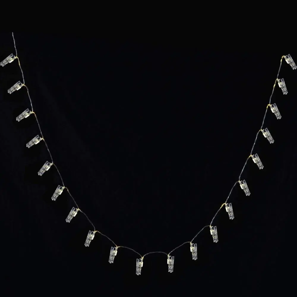 20 Warm White Led Peg Line Xmas Card Holders String Lights 1