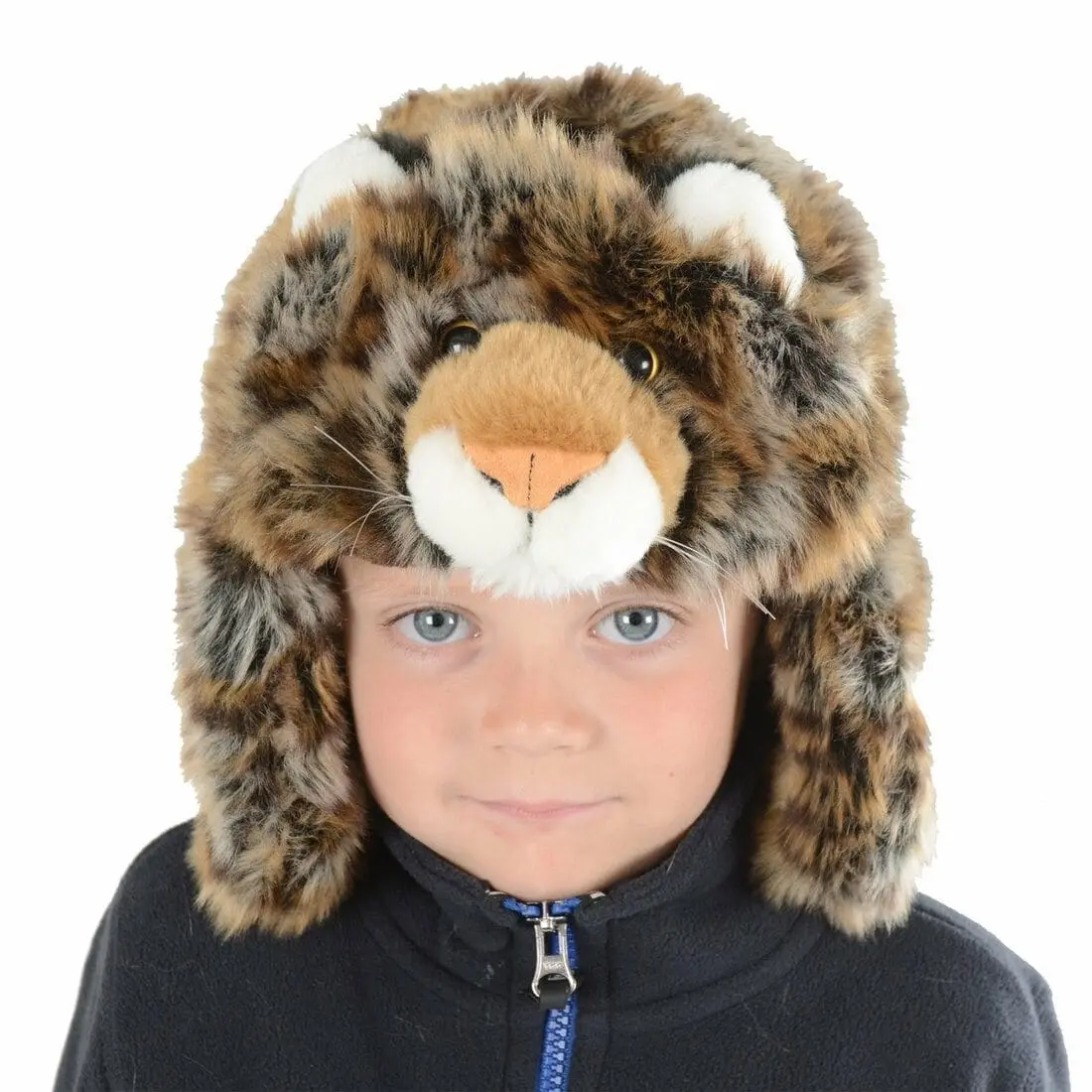 Novelty Leopard Faux Fur Childrens Winter Trapper Hat 1