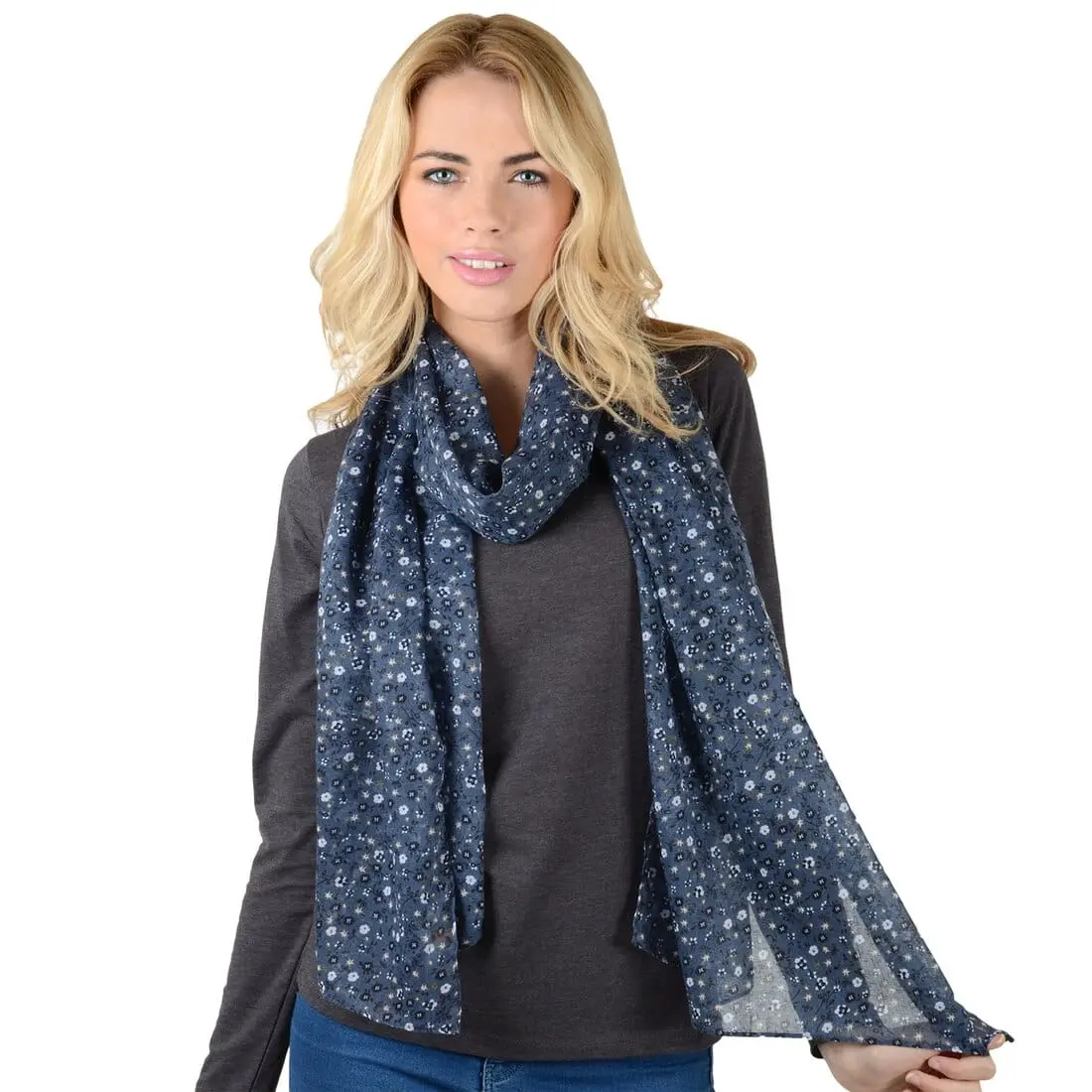 Cannes - Womens Floral Lightweight Sheer Print Scarf 1