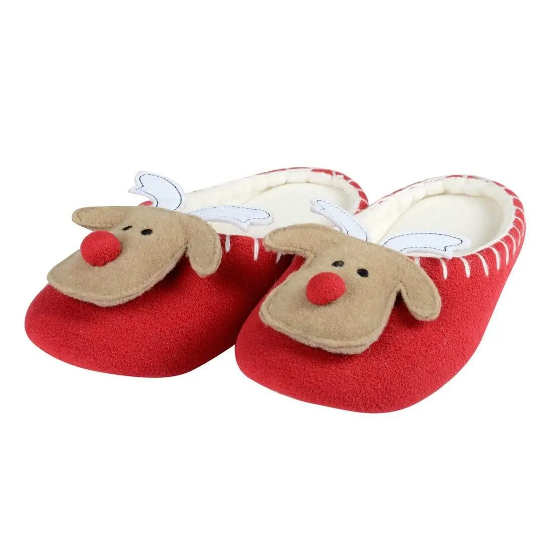 Womens Mule Style Rudolph Reindeer Christmas Slippers 1