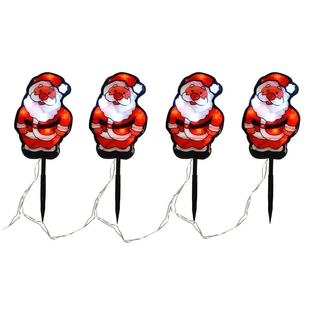 Set Of 4 Pvc Santa Garden Pathway Christmas Lights 1