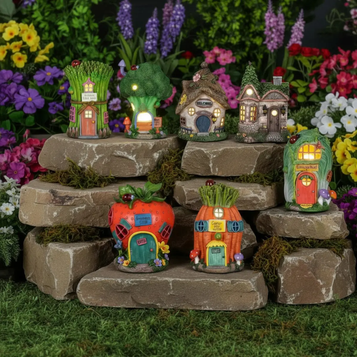 Solar Powered Led House Garden Ornaments Patio Outdoor Feature 1