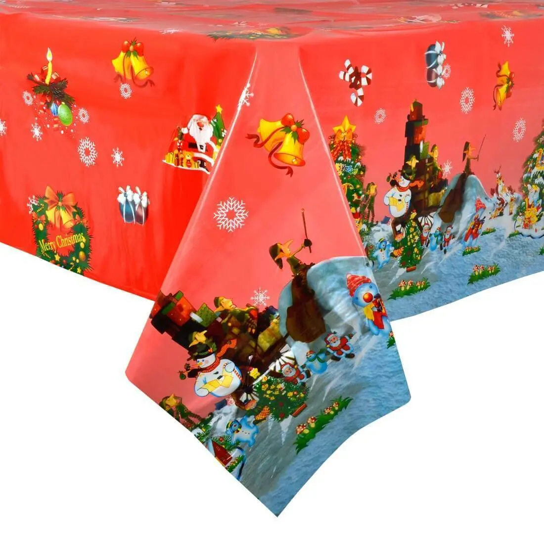 Red Christmas Trees Large Tablecloth Wipe Clean Pvc Vinyl Table Cover 1