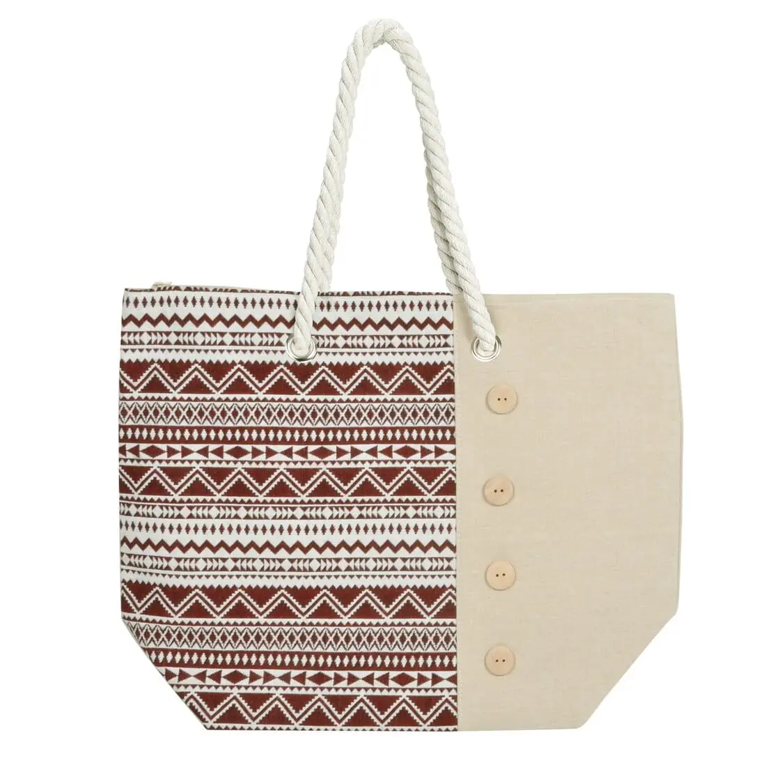 Womens Aztec Canvas Beach Shoulder Bag Shopping Tote 3