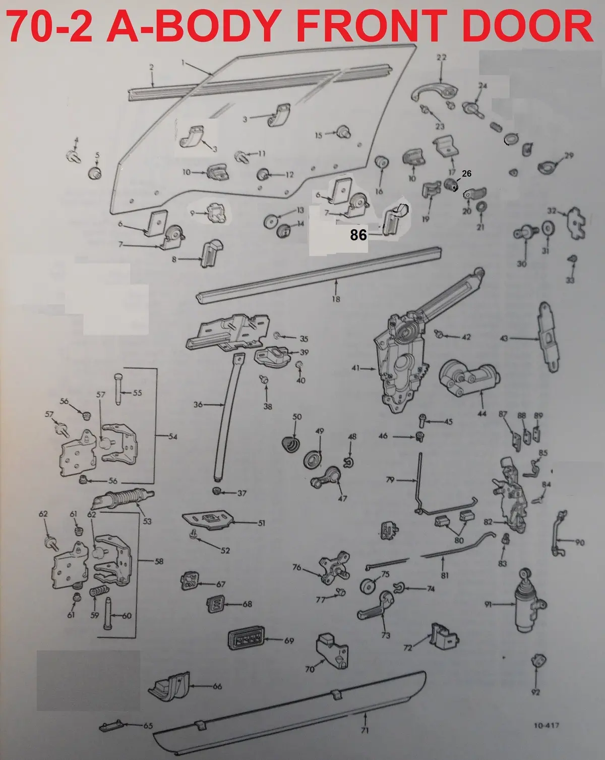 1970-72 A-Body Door Parts,  Drawing #2 1