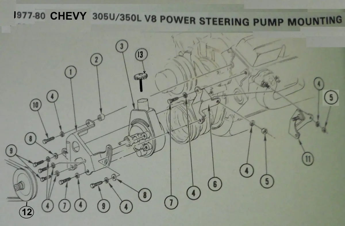 Entered 77-81 Chevy Power Steering Pump Brackets, Drawing 1