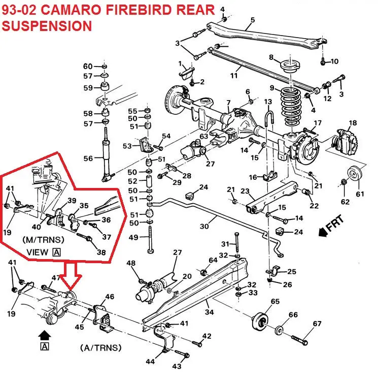 Entered 93-02 Camaro Firebird Rear Suspension, Drawing 1